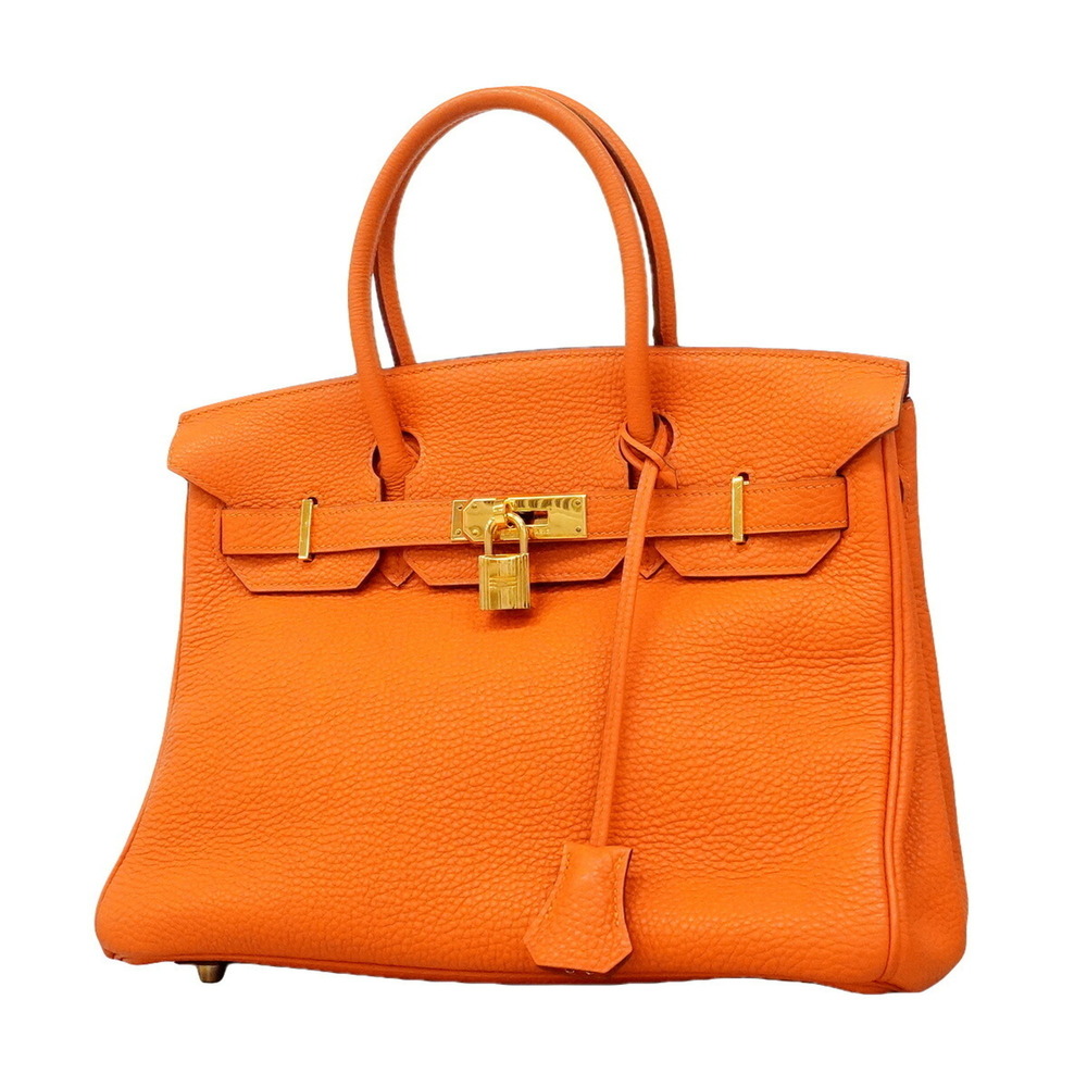 Hermes Birkin 30 Togo Handbag, Orange, □H Stamp, Women's